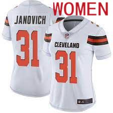 Women Cleveland Browns 31 Andy Janovich Nike White Player Game NFL Jersey